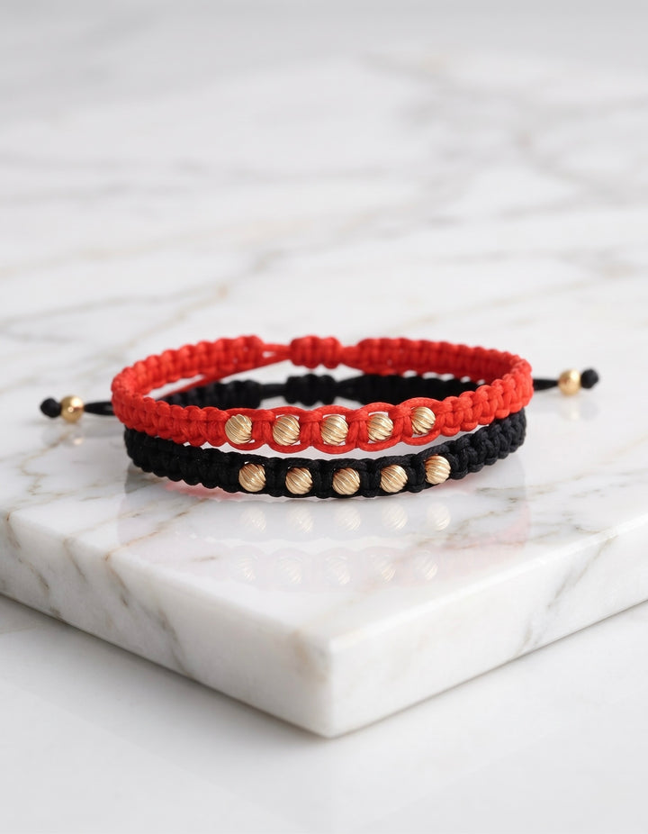 SET BRAZALETE ROYALE 4MM ROJO Y NEGRO