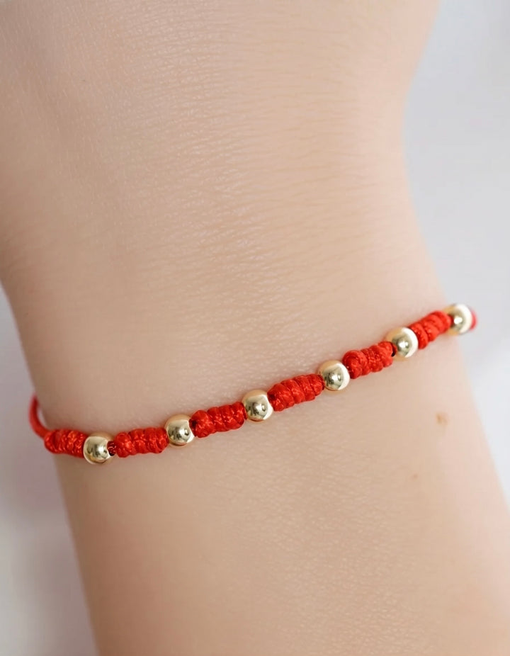 BRAZALETE 7 NUDOS DE PROTECCIÓN BALIN LISO ROJO