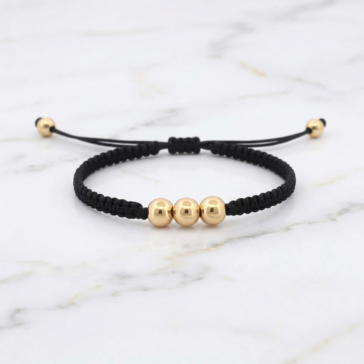 BRAZALETE TRES BALINES 6MM NEGRO