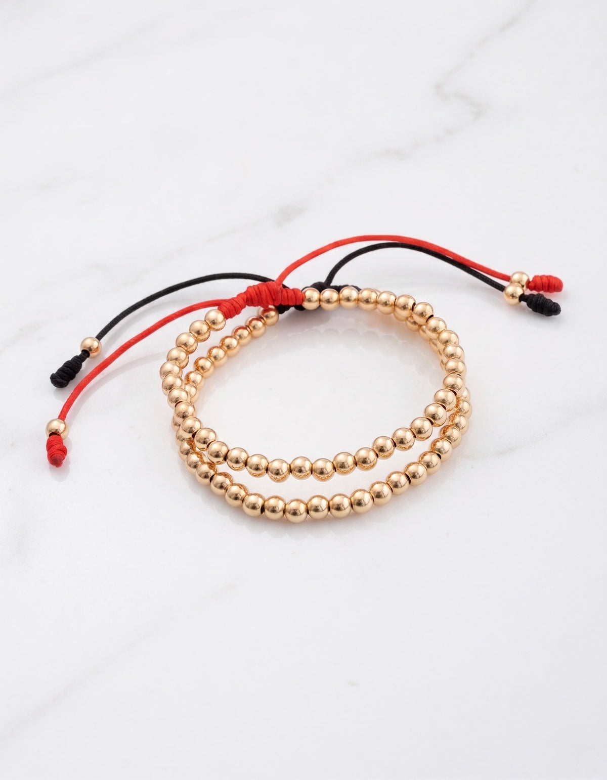 SET BRAZALETE FULL BALINES 4MM  ROJO Y NEGRO