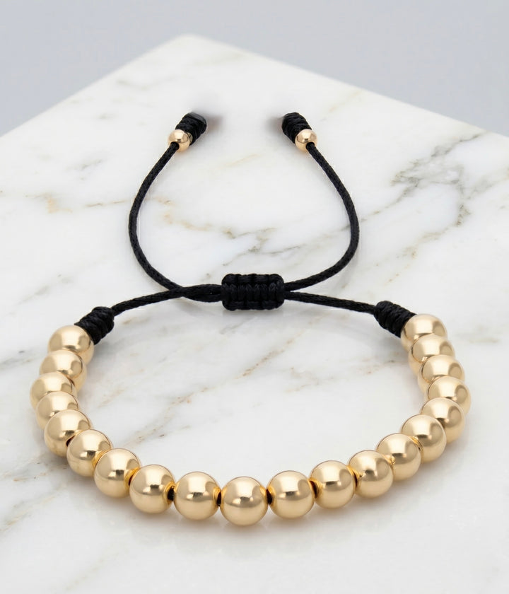 BRAZALETE FULL BALINES 6MM DORADO NEGRO