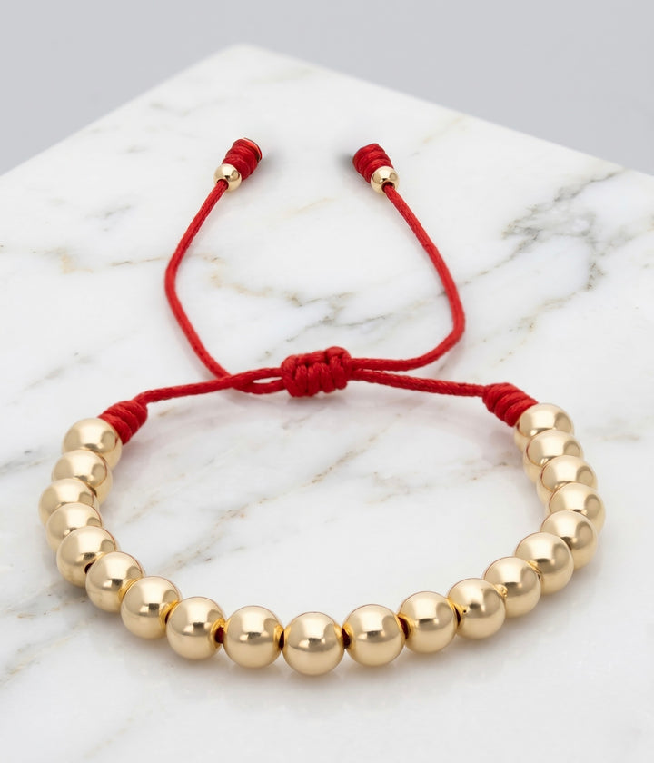 BRAZALETE FULL BALINES 6MM DORADO ROJO