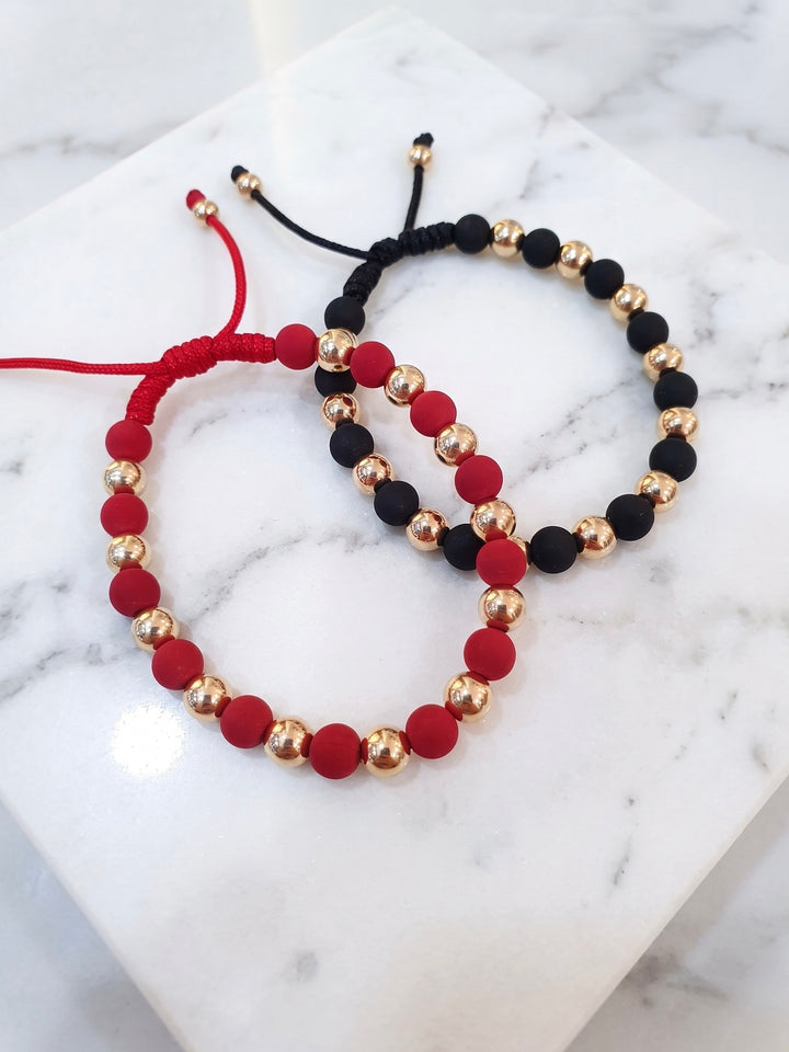 SET BRAZALETE 6MM INTER NEOPRENO NEGRO Y ROJO