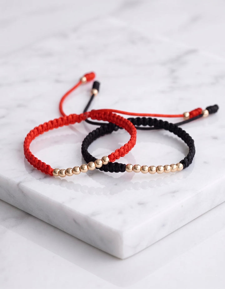 SET BRAZALETE NOVA 4MM MACRAME ROJO Y NEGRO