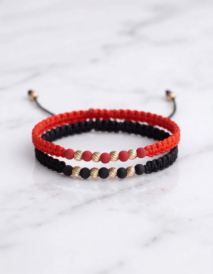 SET BRAZALETE CORE INTER 4MM ROJO Y NEGRO