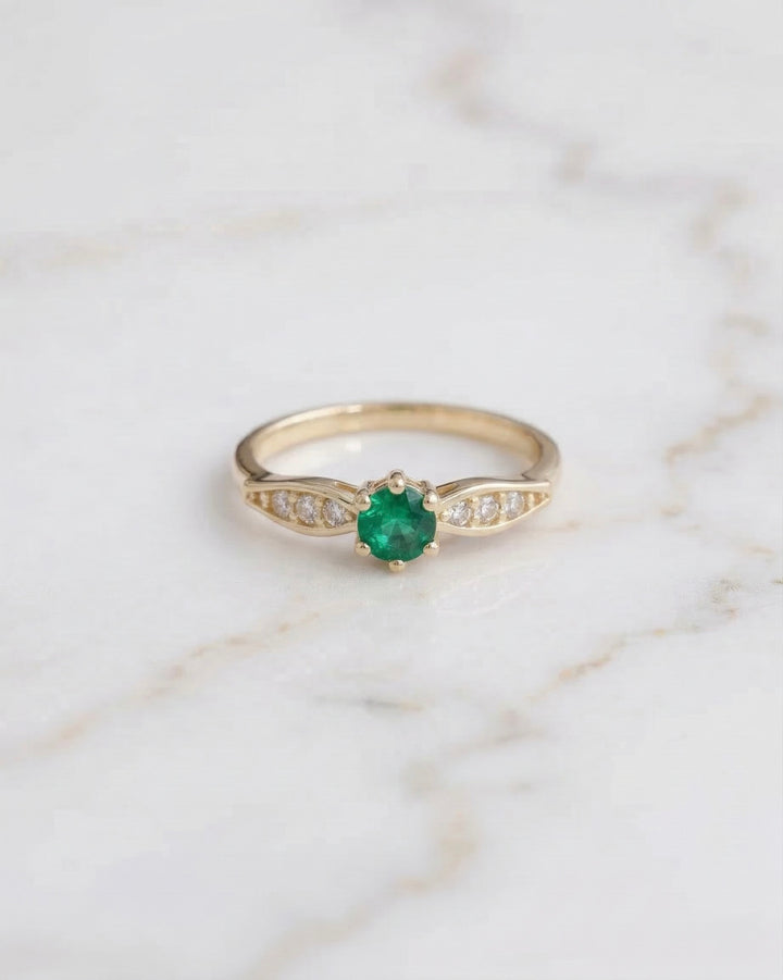 ANILLO SOLITARIO VERDE ESM