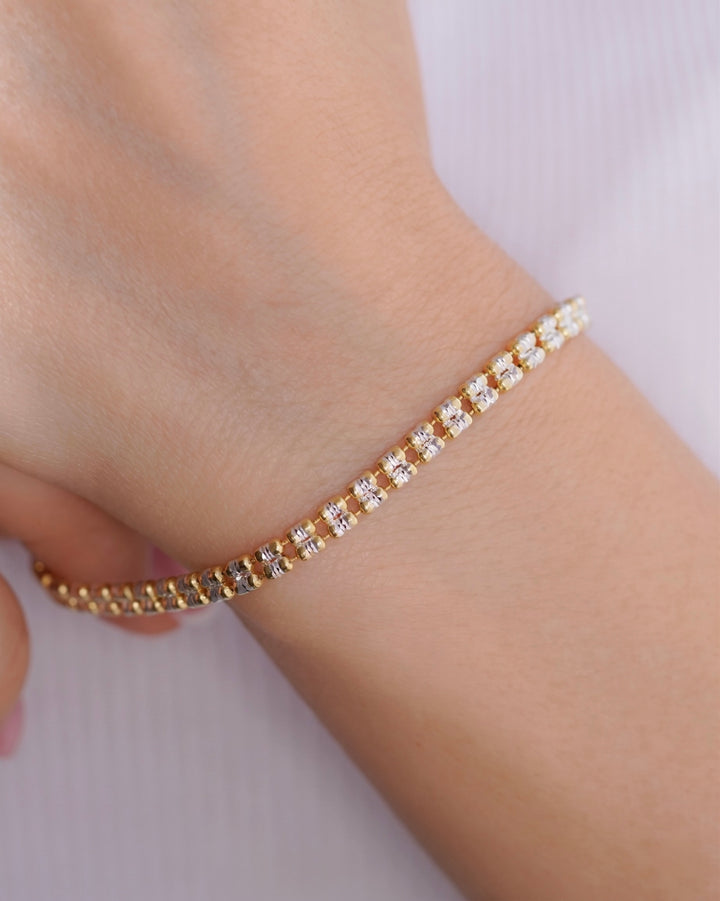 PULSERA CANUTILLO DOS OROS 18CM PLATA ITA