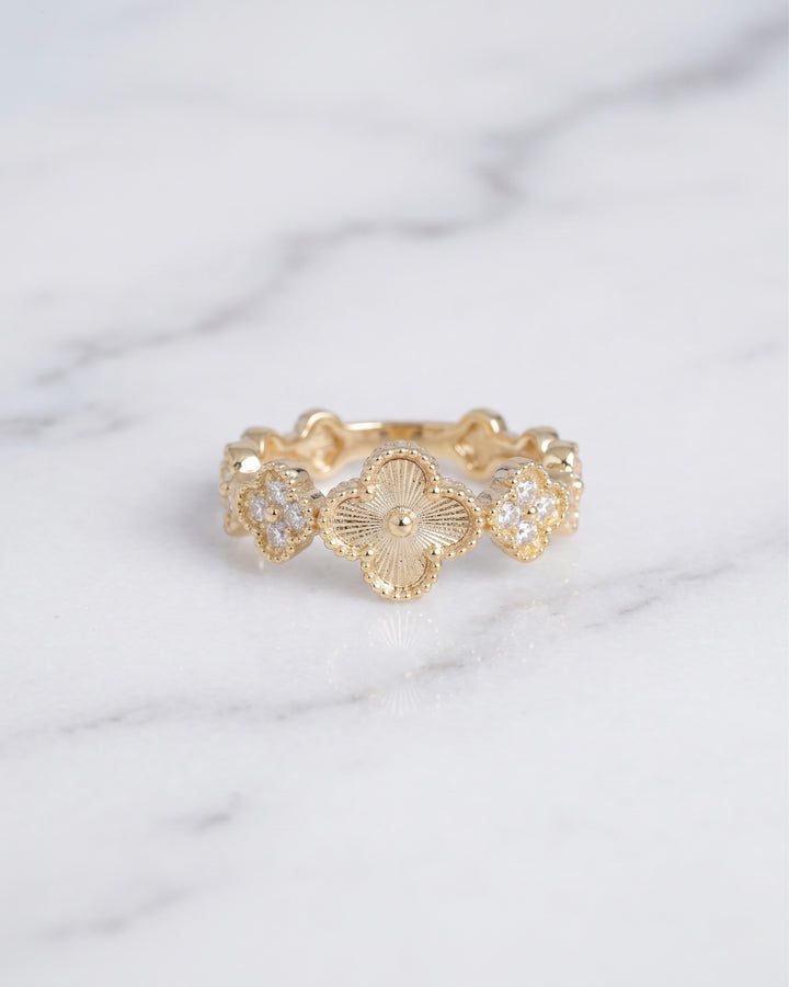 ANILLO TREBOL SEGUIDO AJUSTABLE CRISTAL