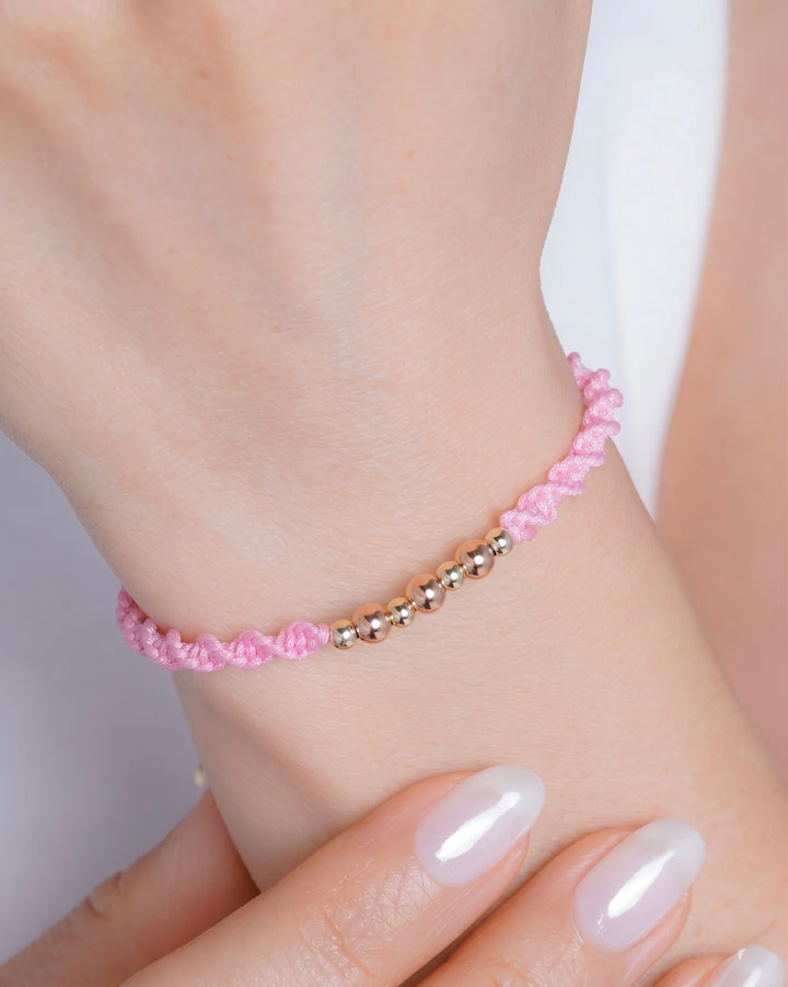 BRAZALETE ALMA ROSA 4MM-3MM ROSADO-DORADO