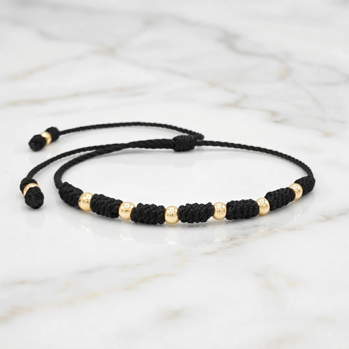 BRAZALETE 7 NUDOS DE PROTECCIÓN BALIN LISO NEGRO