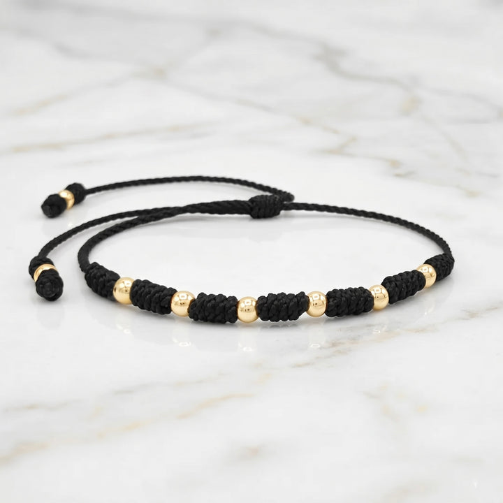 BRAZALETE 7 NUDOS DE PROTECCIÓN BALIN LISO NEGRO