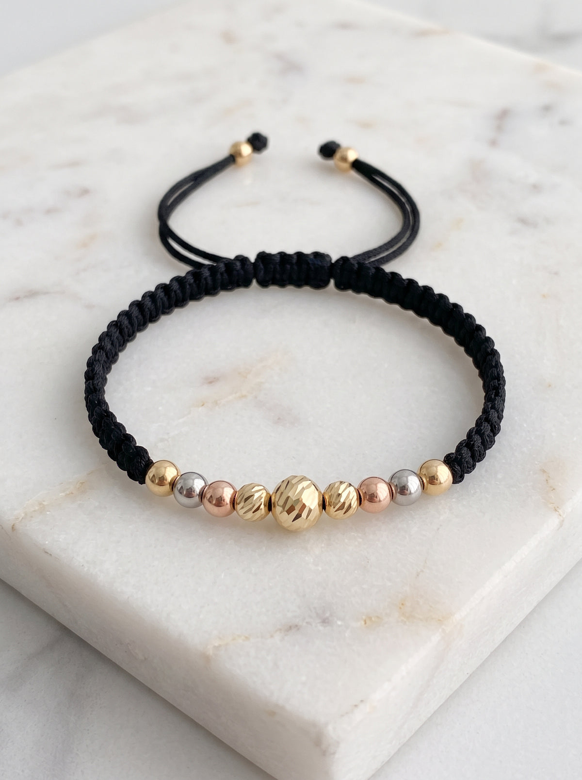 BRAZALETE AUREA 6MM-4MM TRES TONOS DIAMANTADO NEGRO