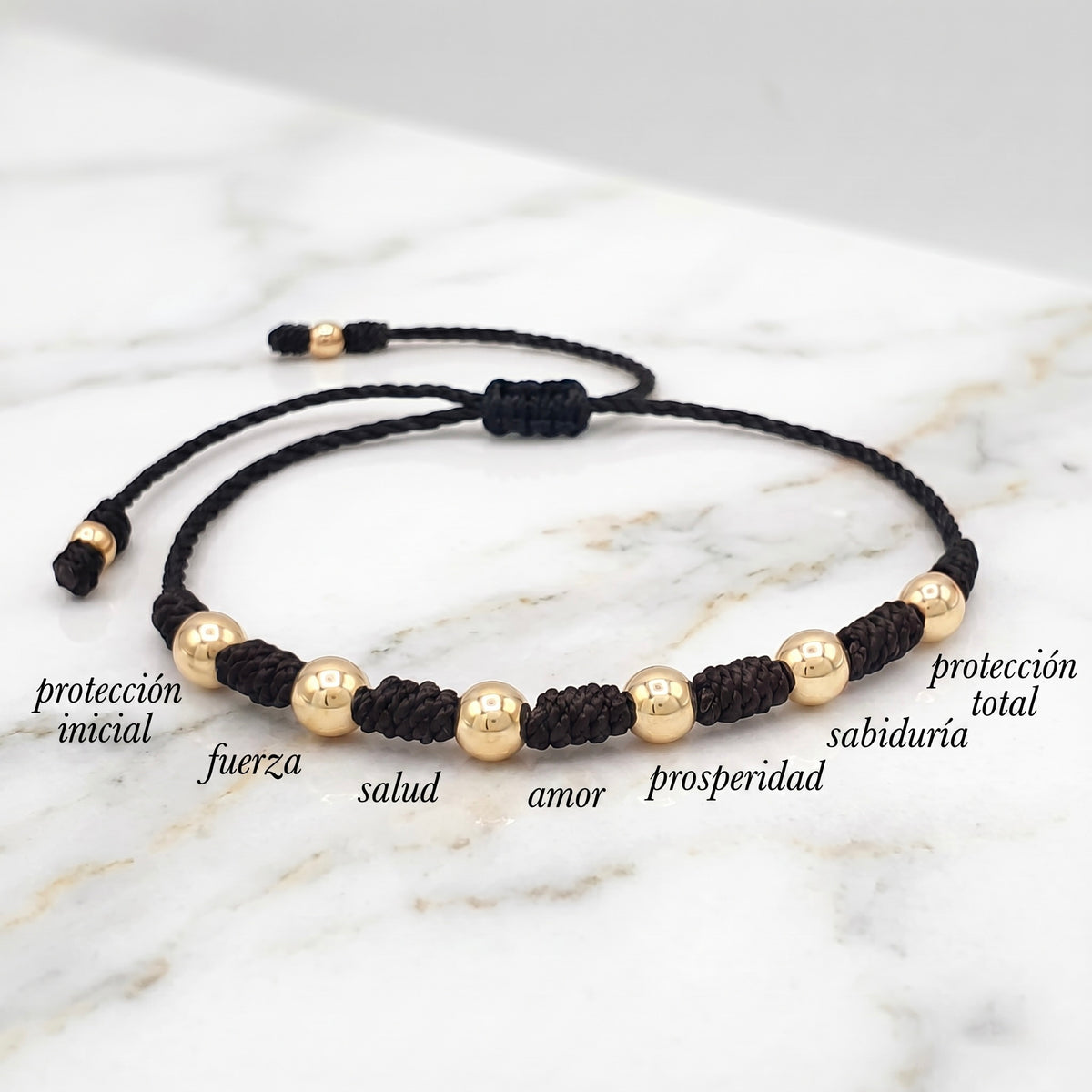 BRAZALETE 7 NUDOS DE PROTECCIÓN BALIN LISO NEGRO