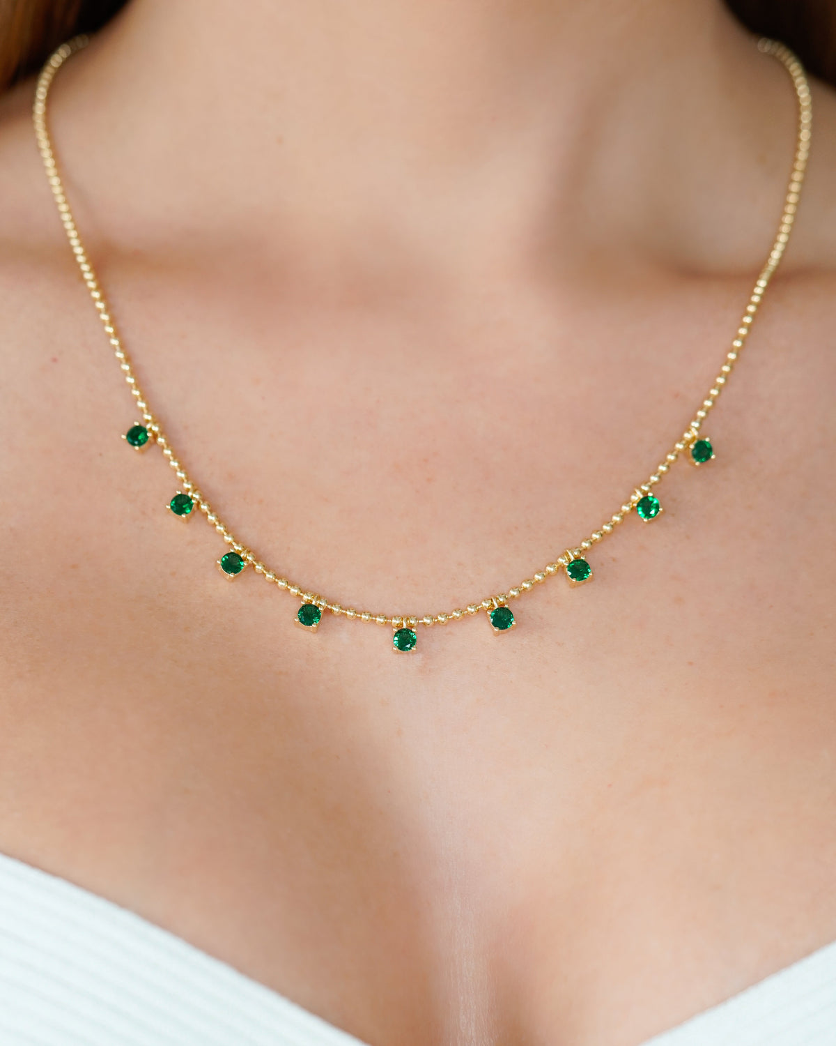 COLLAR PLATA L VERDE SUPREMO 45+5CM