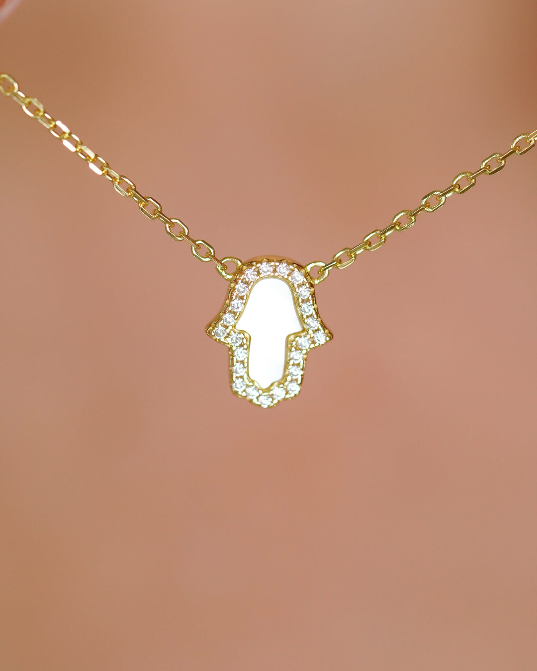 COLLAR PLATA L MANO HAMSA LUZ 45+5CM