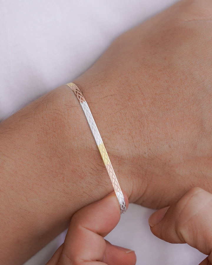 PULSERA SERPIENTE TRES TONOS 18CM PLATA ITA