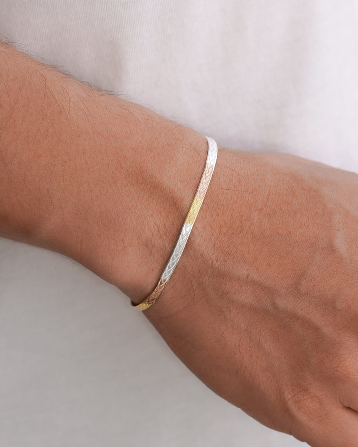 PULSERA SERPIENTE TRES TONOS 18CM PLATA ITA