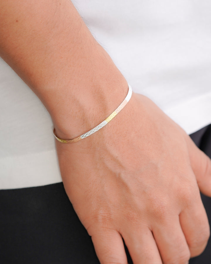PULSERA SERPIENTE TRES TONOS 18CM PLATA ITA