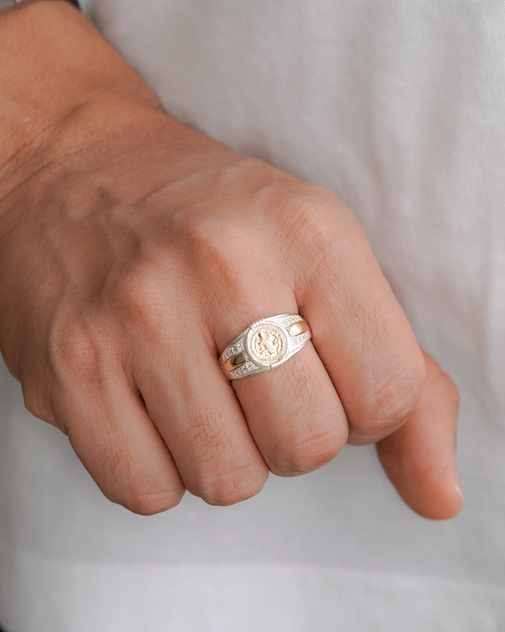 ANILLO SAN BENITO PLATA ORO PLATA ITA