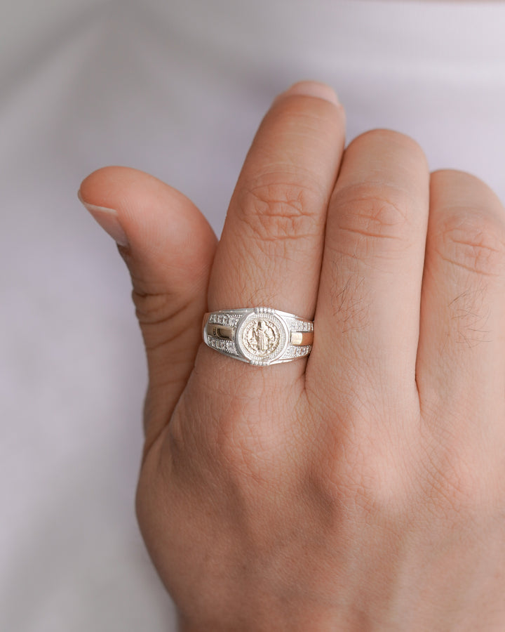 ANILLO SAN BENITO PLATA ORO PLATA ITA