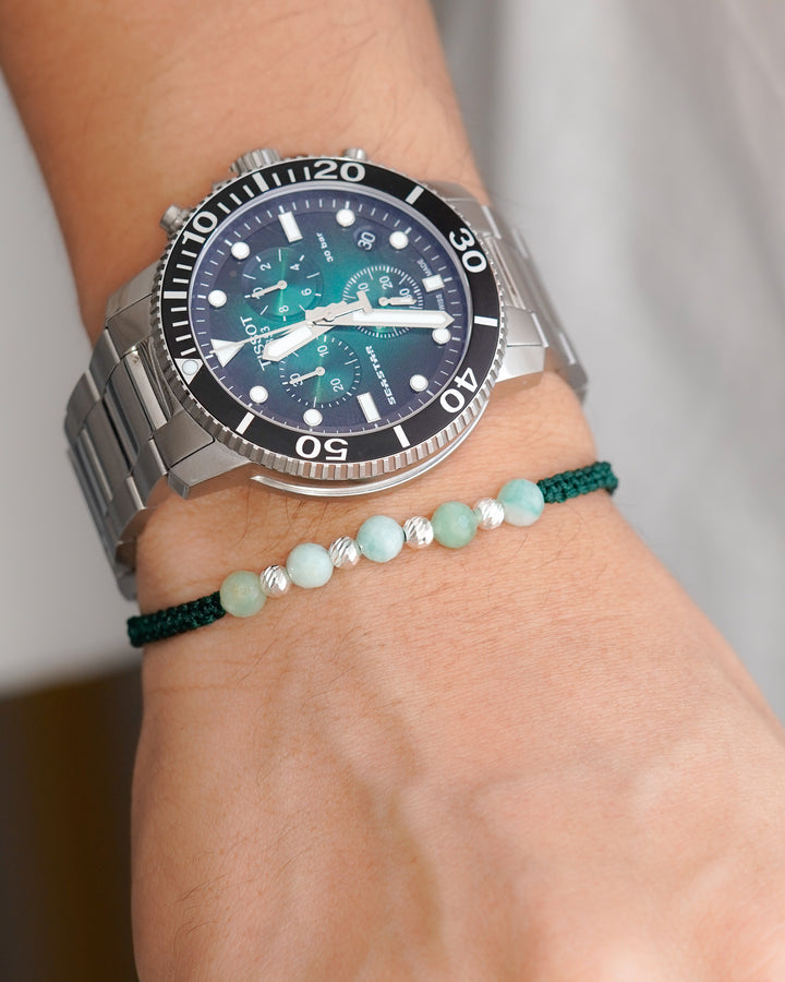 BRAZALETE MORALLA DE ESMERALDA INTER BALIN DIAMANTADO PLATA ITA