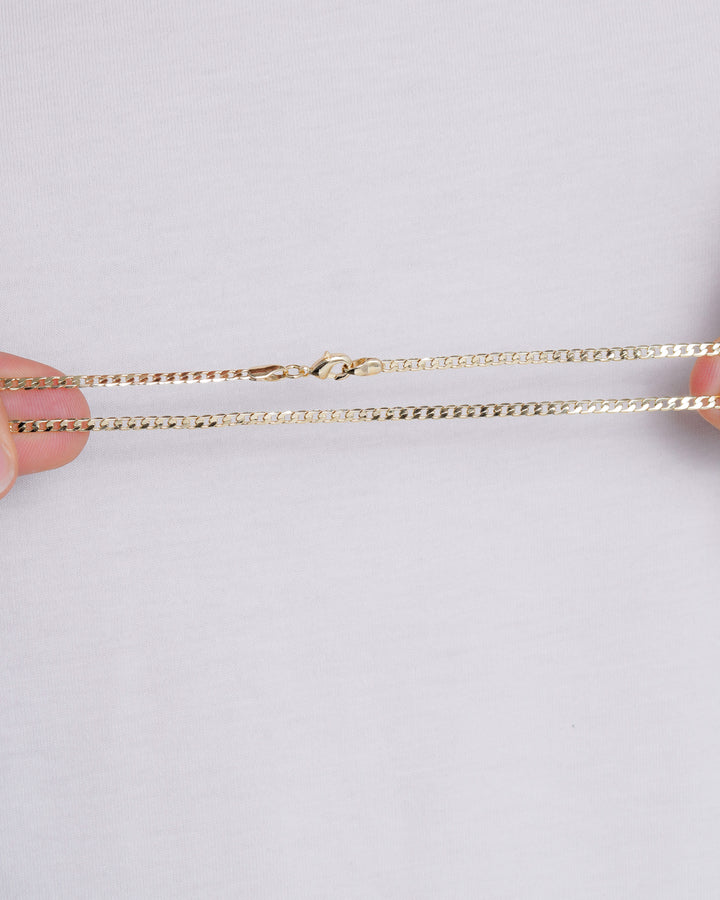 CADENA CUBANA PLANA DIAMANTADA 3MM 60CM