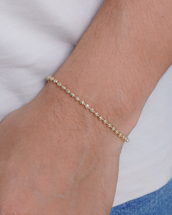 PULSERA MILITAR 2MM BALIN FACETADO DIAMANTADO 18CM
