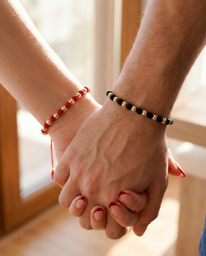 SET BRAZALETE 6MM INTER NEOPRENO NEGRO Y ROJO