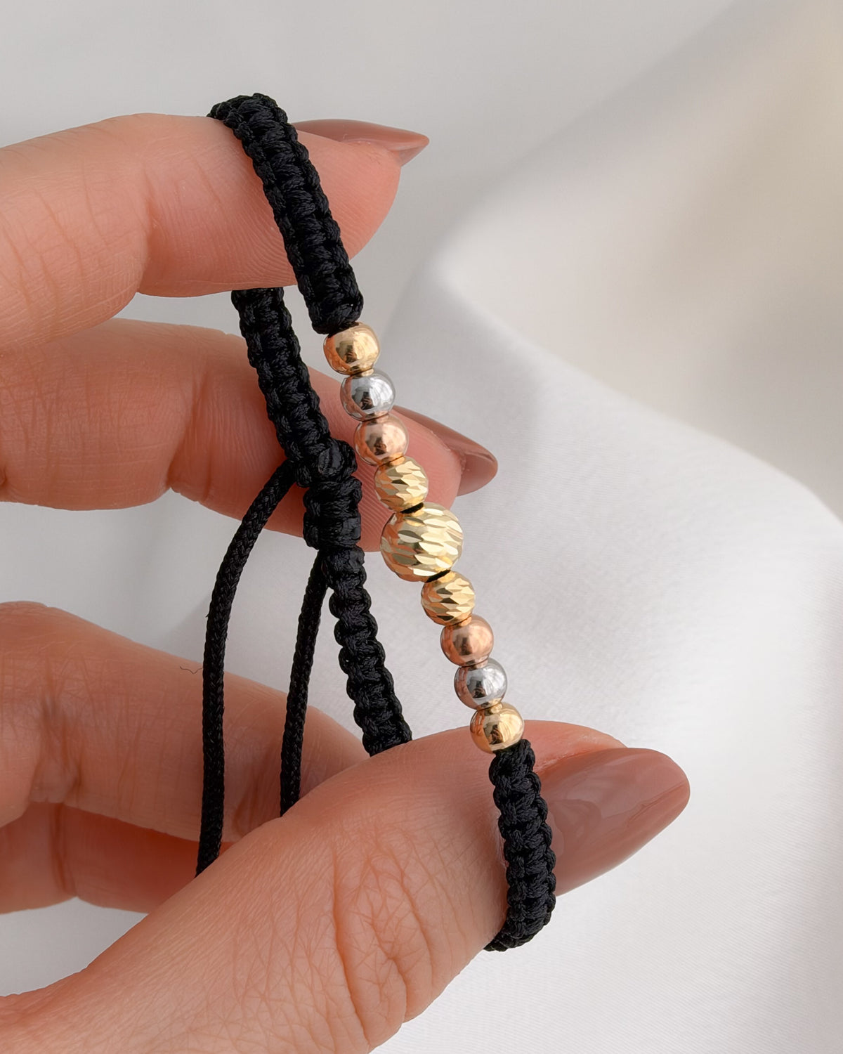 BRAZALETE AUREA 6MM-4MM TRES TONOS DIAMANTADO NEGRO