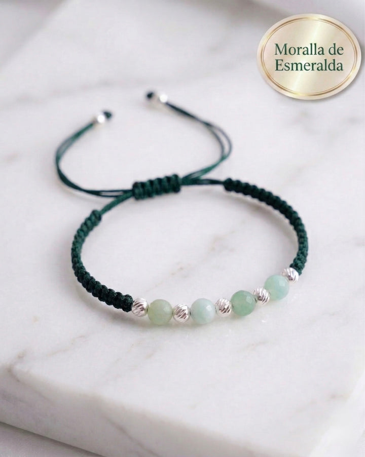 BRAZALETE MORALLA DE ESMERALDA INTER BALIN DIAMANTADO PLATA ITA