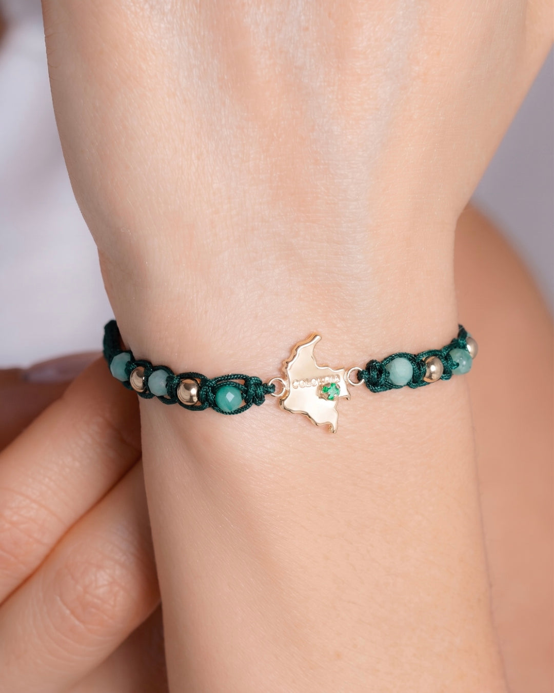 BRAZALETE MORRALLA DE ESMERALDA COLOMBIA 4MM ORO L