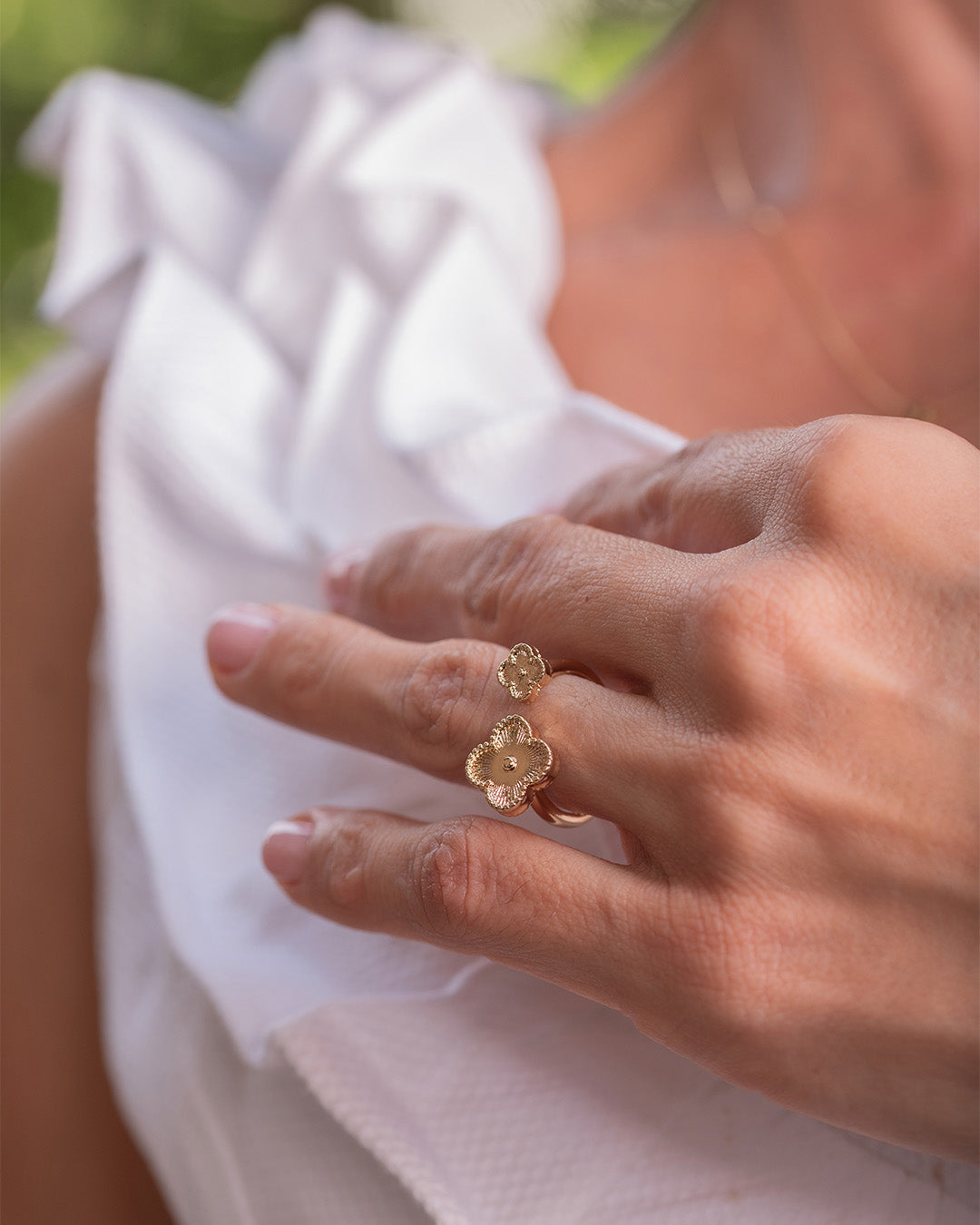 ANILLO TREBOL SEGUIDO AJUSTABLE CRISTAL